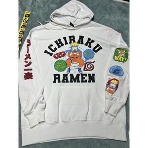 Naruto Y2K Hoodie Ichiraku Ramen Men's XL Graphic Print Vintage Masashi Mishima